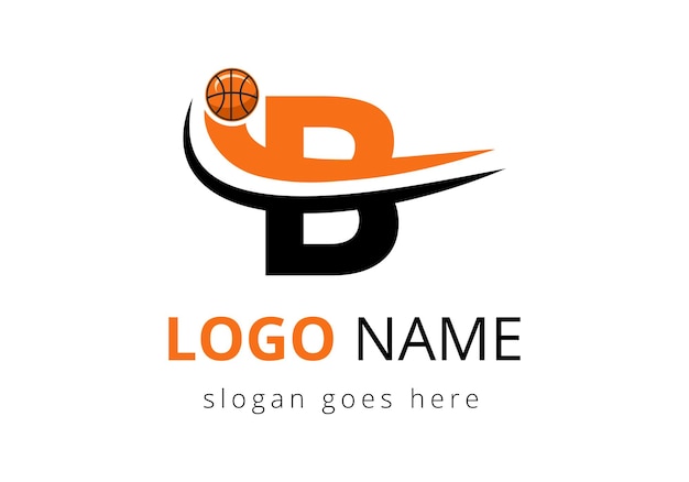 Logotipo de la letra B con balón de baloncesto Diseño de plantilla vectorial de símbolos deportivos