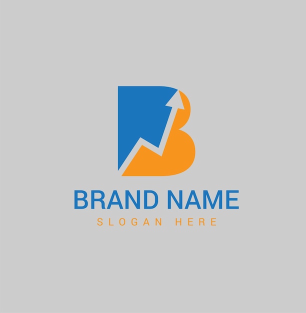 Logotipo de la letra B con flecha hacia arriba con diseño vectorial