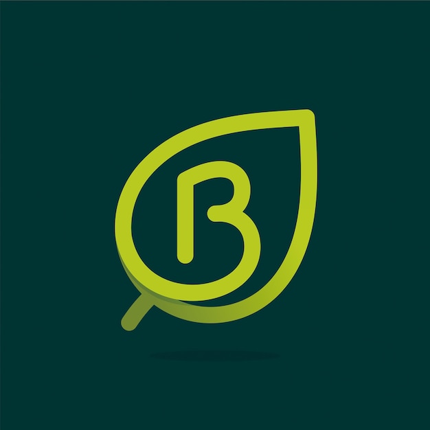 Logotipo de la letra B en hoja verde