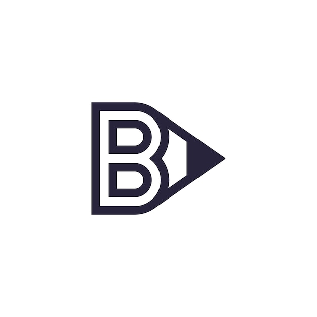 Logotipo de la letra B con lápiz de estilo moderno único y minimalista