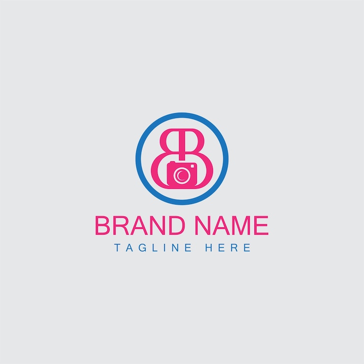 Vector logotipo de la letra b y del monograma de la cámara con plantilla vectorial