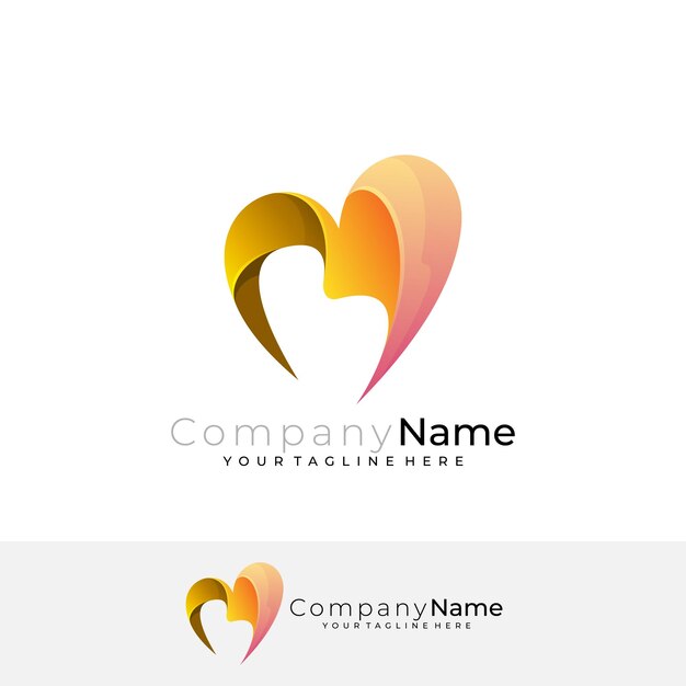 Logotipo de la letra B con plantilla de diseño de amor diseño de cuidado de amor