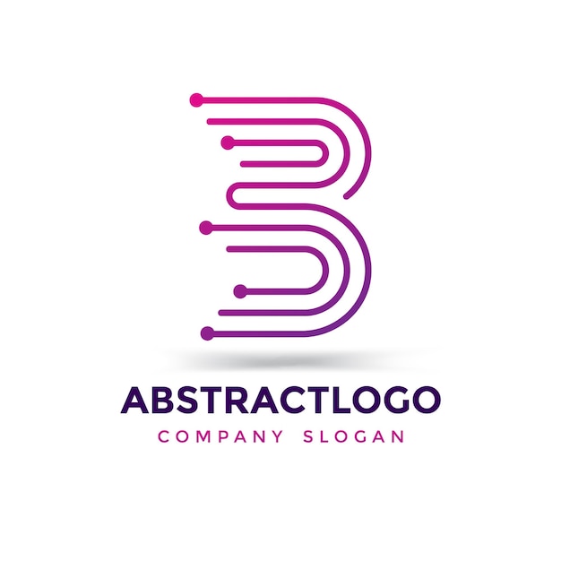 logotipo de letra B tecnología diseño Vector abstracto punto círculo B Alfabeto icono monograma plantilla