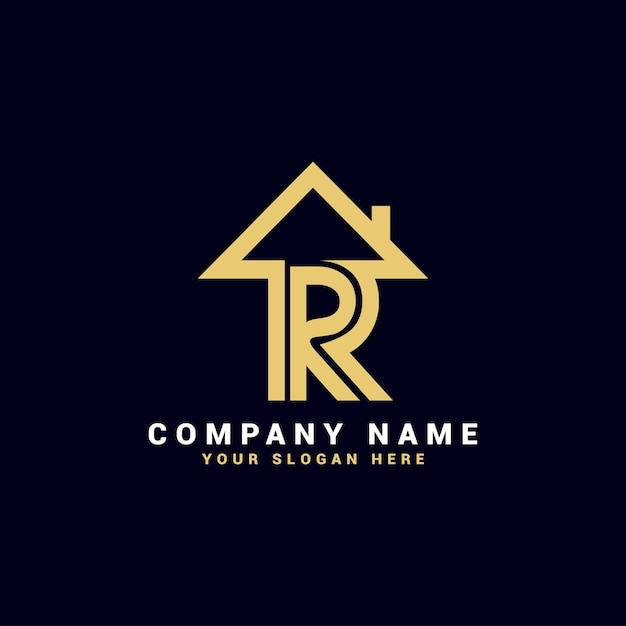 Vector logotipo de letra de bienes raíces r, logotipo de apartamento r, logotipo de casa r
