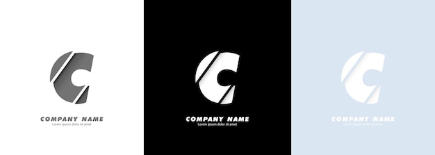 Logotipo de la letra C del alfabeto de arte abstracto. Diseño roto.