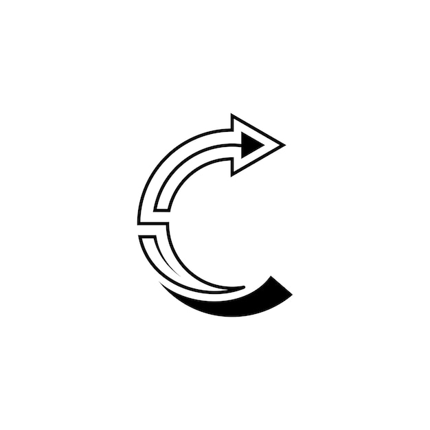 Logotipo de la letra C con combinación de flecha hacia arriba en diseño plano