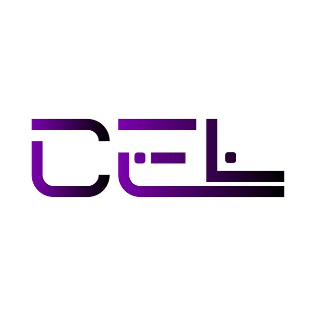 logotipo letra C E L gradiente púrpura moderno marca minimal inicial símbolo de icono geometraje abstracto