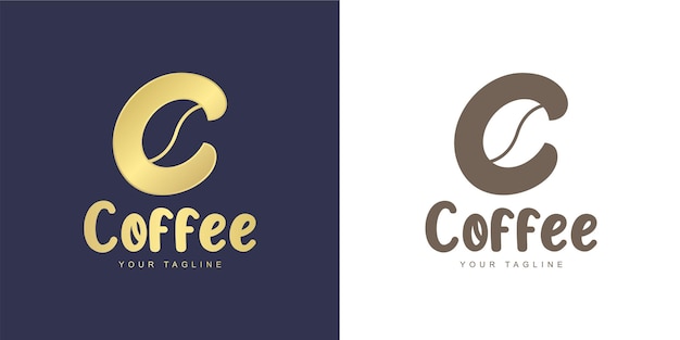 Logotipo de la letra C con icono de grano de café