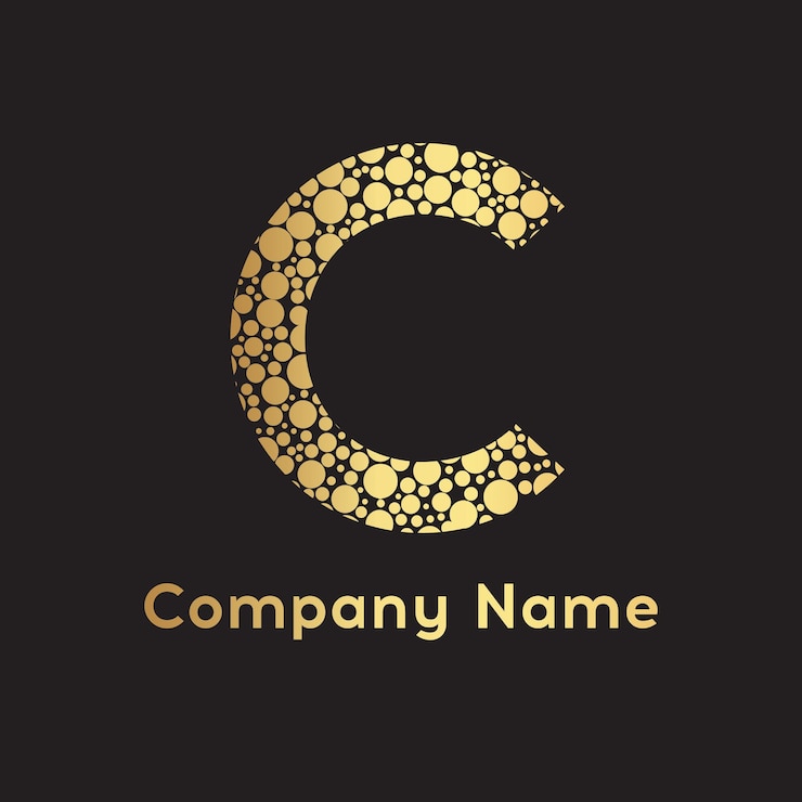 Vector logotipo de la letra c ilustración vectorial del logotipo de la empresa vector de burbujas de oro de la letra c