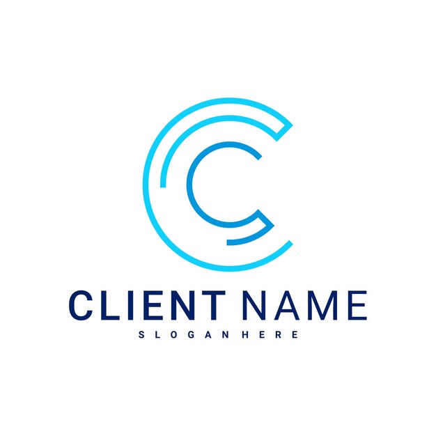 Logotipo de letra C moderno y minimalista Plantilla vectorial de diseño de logotipo de monograma C inicial simple