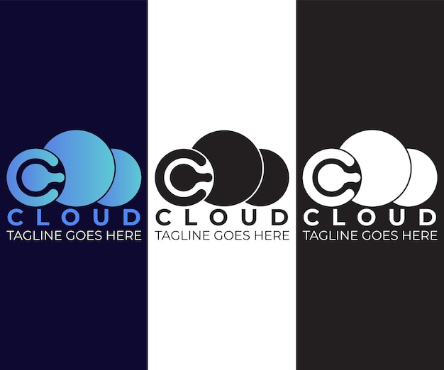 Logotipo de la letra c y la nube, moderno y lujoso