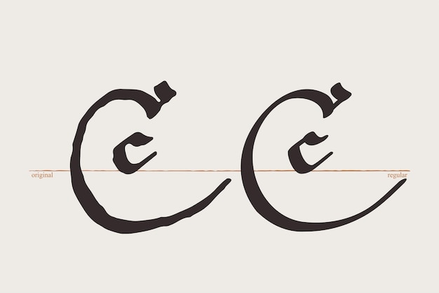 Logotipo de la letra C Tipo de escritura medieval Caligrafía original y regular Set gótico de la Edad Media