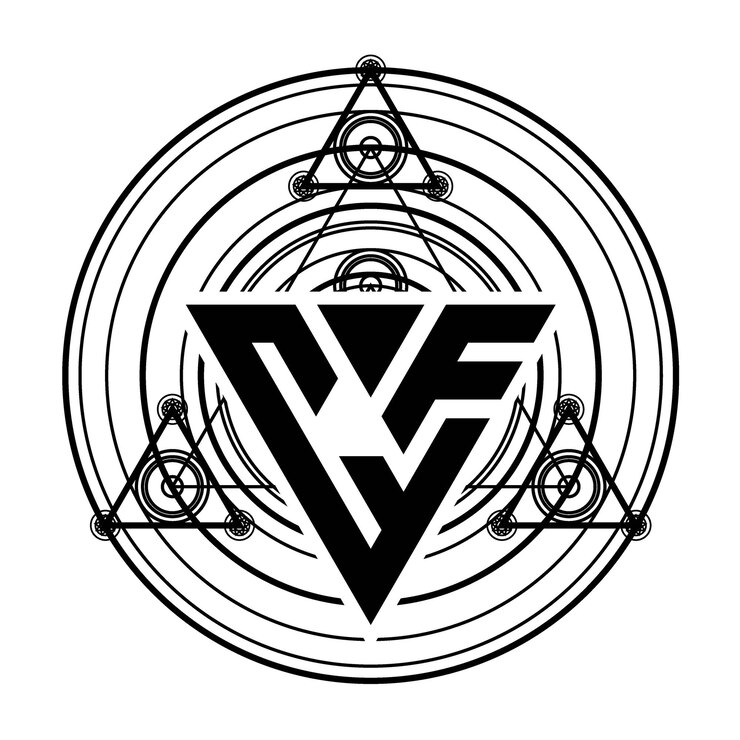 Vector logotipo de letra cf monogram con plantilla de diseño de forma de triángulo con adornos geométricos sagrados