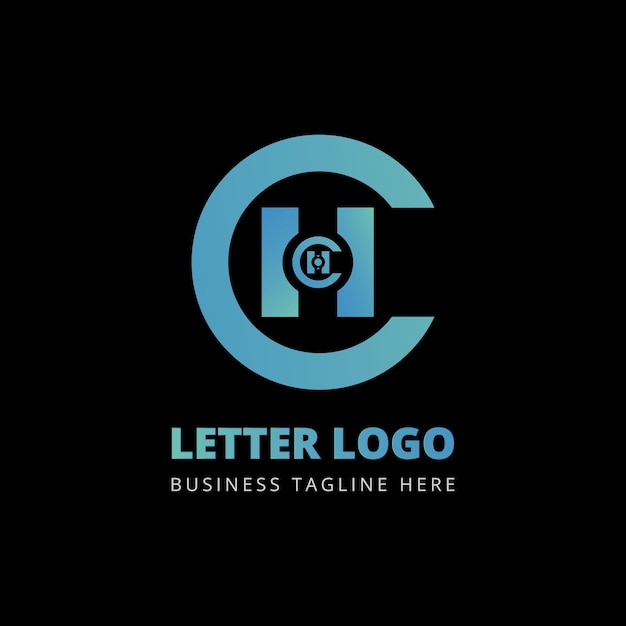 Logotipo de la letra CH con gradiente azul