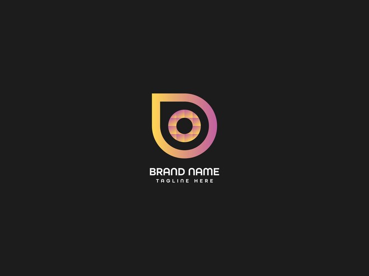 Vector un logotipo de letra con un círculo y la letra d sobre un fondo negro