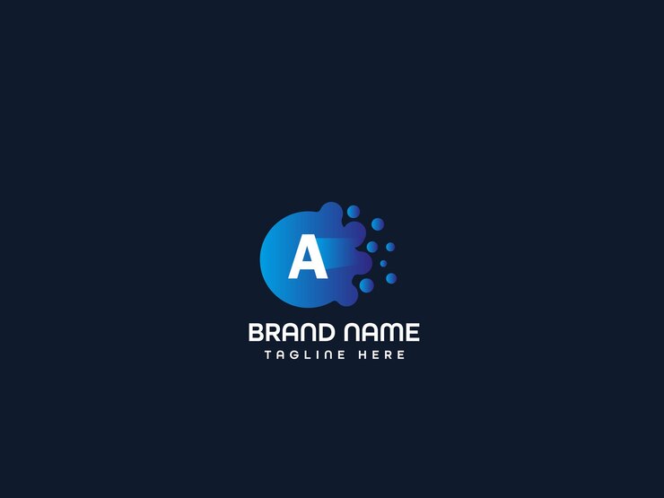 Un logotipo de letra con un círculo y puntos