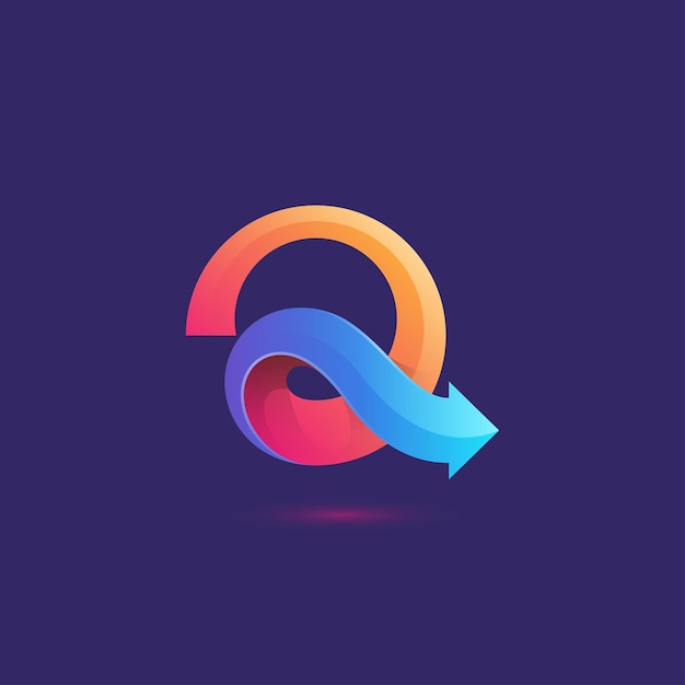 El logotipo de la letra colorida "q" con flecha