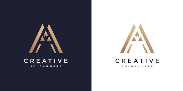 Logotipo de la letra A con concepto abstracto creativo Vector Premium