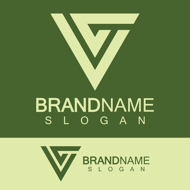 El logotipo de la letra creativa CV o el monograma VC en forma de triángulo invertido