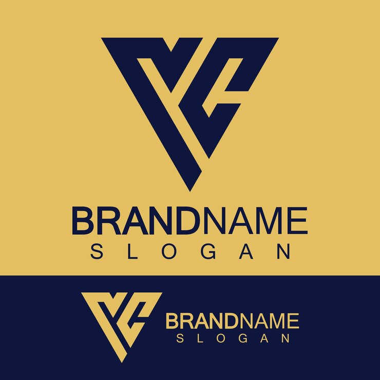 Vector el logotipo de la letra creativa cv o el monograma vc en forma de triángulo invertido