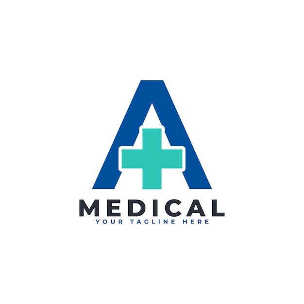 Logotipo de letra a cross plus utilizable para business science healthcare medical hospital y nature logos