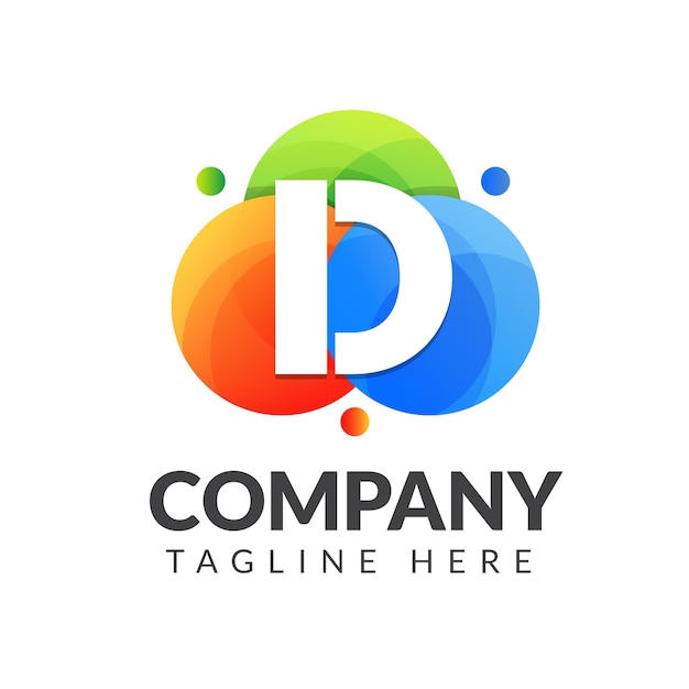 Logotipo de la letra D con colores de fondo, diseño de logotipo de combinación de letras para la industria creativa, web, negocios y empresa.