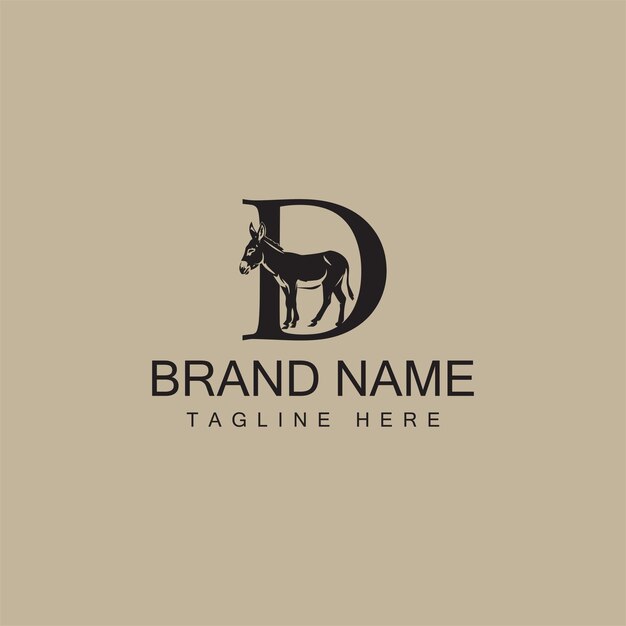 Logotipo de la letra D Deer con diseño vectorial