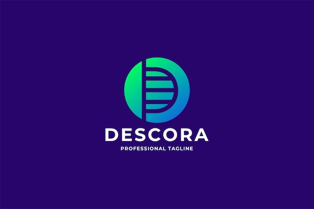 Logotipo de la letra d de descora