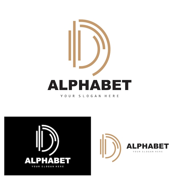 Logotipo de letra D Diseño de alfabeto simple Vector de fuente minimalista moderno