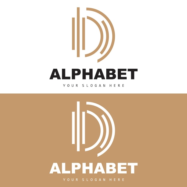 Logotipo de letra D Diseño de alfabeto simple Vector de fuente minimalista moderno