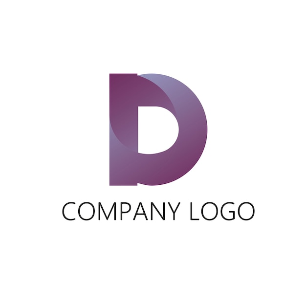 El logotipo de la letra D de gradiente púrpura
