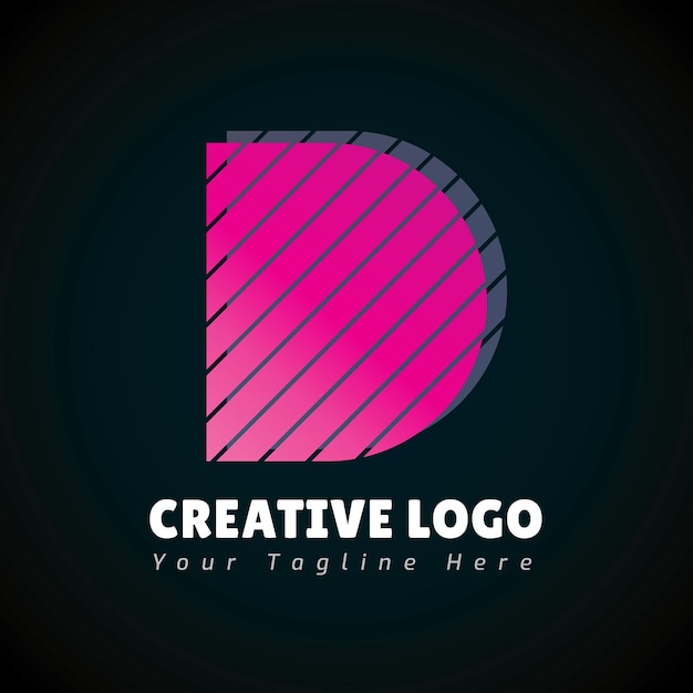 Vector el logotipo de la letra d con gradiente rosa