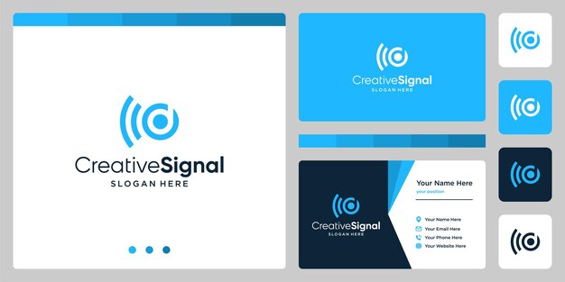 Logotipo de la letra D inicial creativa con el logotipo de la señal wifi. plantilla de diseño de tarjeta de visita