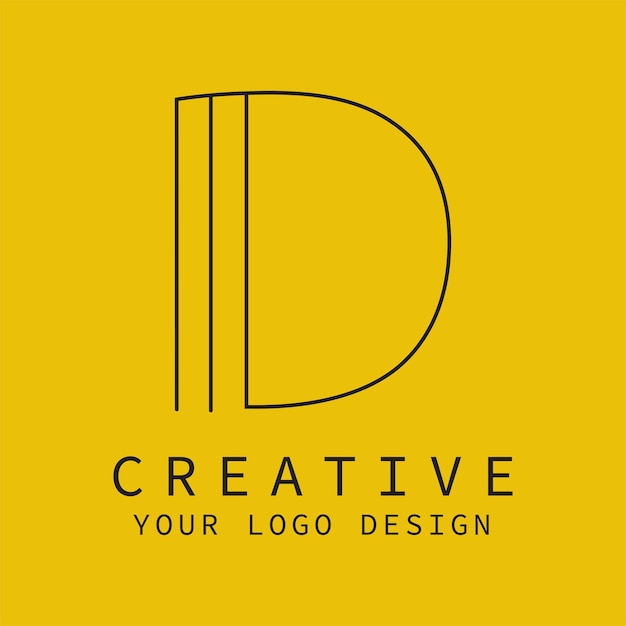 Logotipo de letra D Logotipo mínimo Logotipo de letra D Logotipo de letra con líneas negras Diseño de línea Símbolo de letra Vector Illust