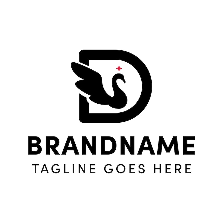 Vector logotipo de la letra d swan para marcas de moda, belleza, bienestar o bienes de lujo