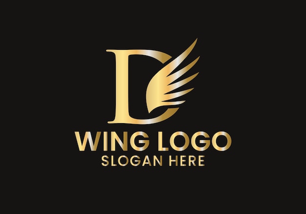 Logotipo de la letra D Wing para símbolo de transporte