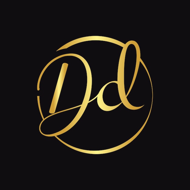 Logotipo de letra DD inicial con plantilla de vector de tipografía de script Diseño de logotipo DD de letra de script creativo