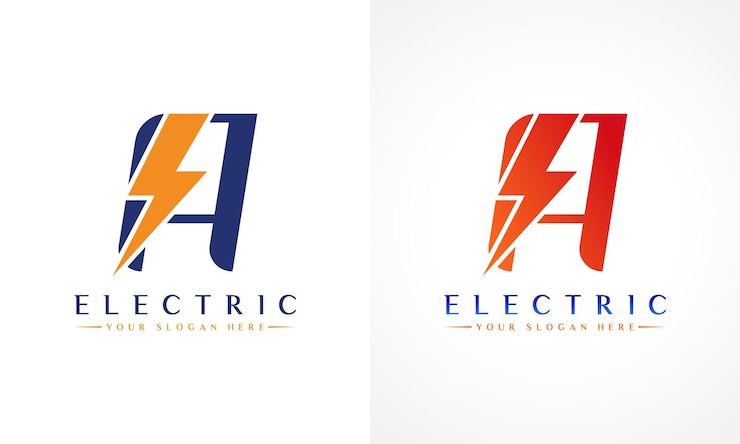 Vector un logotipo de letra con diseño de vector de perno de trueno de relámpago ilustración de vector de logotipo de letra de perno eléctrico