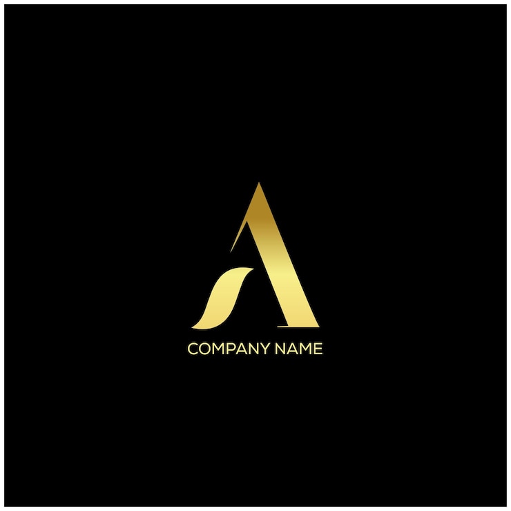 Logotipo de la letra A dorada con fondo negro