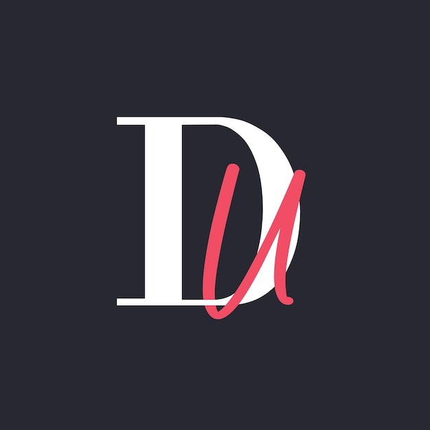 Logotipo de la letra DU perfectamente mezclado Iniciales Diseño del logotipo de la carta DU