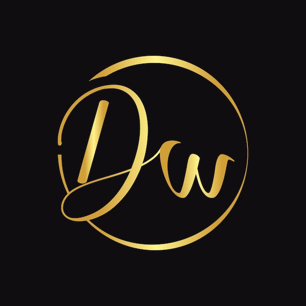 Logotipo de letra dw inicial con plantilla de vector de tipografía de guión diseño de logotipo dw de letra de guión creativo