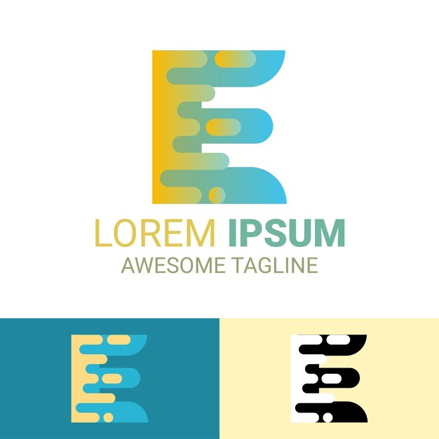 Logotipo de la letra E con colores gradientes Amplificador vibrante Diseño moderno