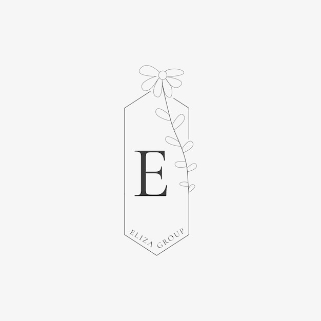 Logotipo de letra e con concepto floral creativo para empresa negocio belleza bienes raíces vector premium