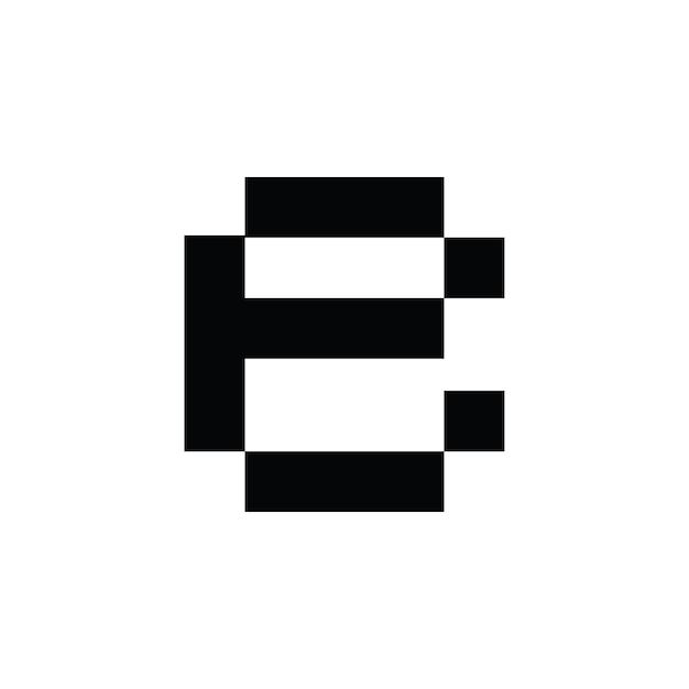 Logotipo letra E cuadrado de estudio de píxeles diseño único