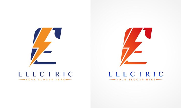 Vector logotipo de letra e con diseño de vector de perno de trueno relámpago ilustración de vector de logotipo de letra e de perno eléctrico