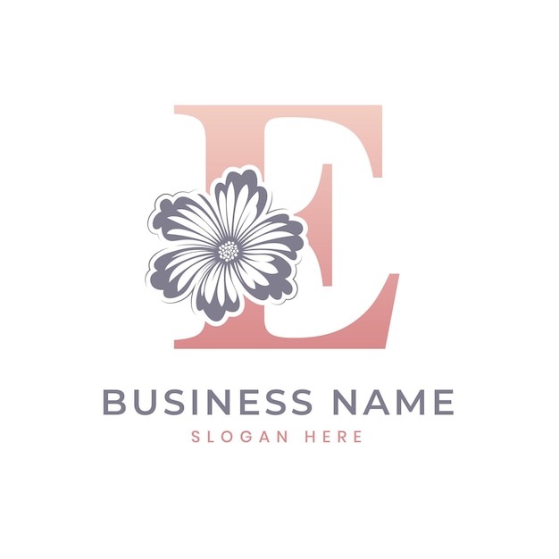 Logotipo de letra E con flor E logotipo floral Diseño de logotipo de lujo femenino