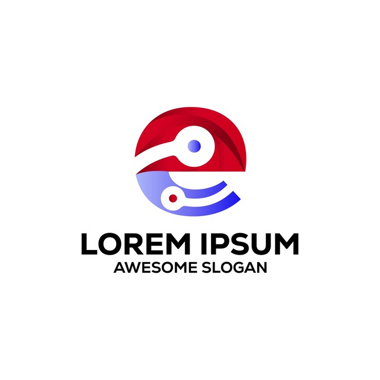 Vector logotipo de la letra e gradiente colorido diseño vectorial abstracto