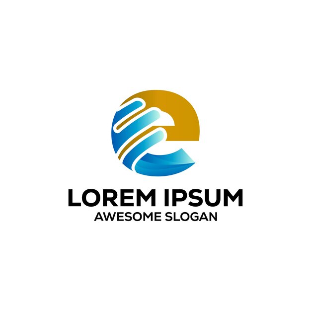 Logotipo de la letra e gradiente colorido diseño vectorial abstracto