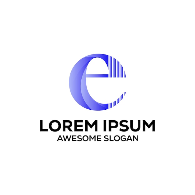 Logotipo de la letra e gradiente colorido diseño vectorial abstracto
