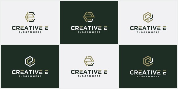 Logotipo de la letra E del logotipo de la línea de cinta hexagonal, icono, símbolo de línea infinita Letra inicial E Plantilla de diseño de logotipo